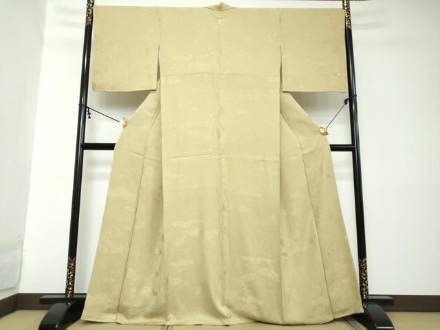 平和屋着物●上質な色無地 雲霞草花地紋 榛色 さが美扱い 正絹 逸品 DABI2154ud