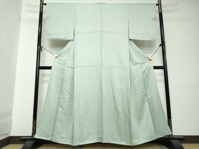 平和屋着物●上質な色無地 紗綾型地紋 水色 正絹 逸品 DABI2156ud
