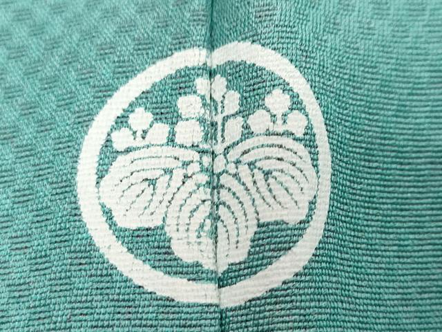 平和屋着物●染色作家 田中文子 色無地 市松地紋 新橋色 正絹 逸品 DABI2157ud