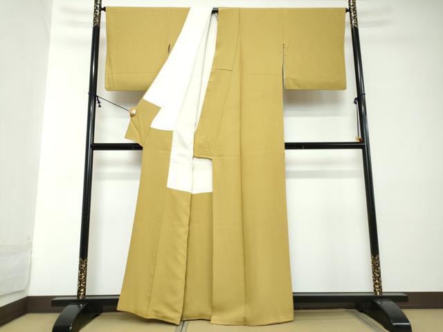 平和屋着物●上質な色無地 作家物 芥子色 正絹 逸品 DABI2162ud