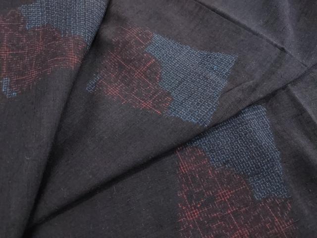 平和屋着物●結城紬 80亀甲 飛び亀甲柄 色紙花文 正絹 逸品 DABI2167ud