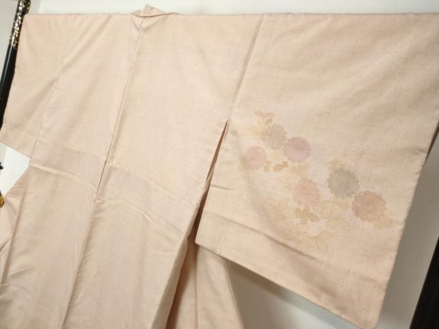 平和屋着物●訪問着 紬地 刺繍 流水草花文 正絹 逸品 DABI2171ud