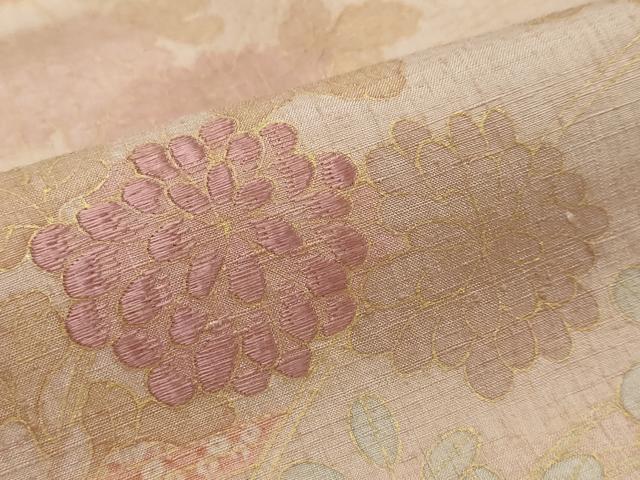 平和屋着物●訪問着 紬地 刺繍 流水草花文 正絹 逸品 DABI2171ud