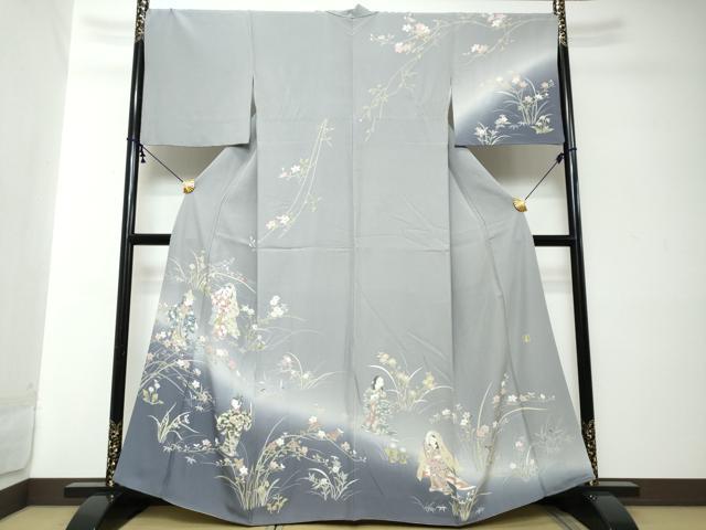 平和屋着物●訪問着 友禅 作家物 女人草花文 暈し染め 正絹 逸品 DABI2176ud
