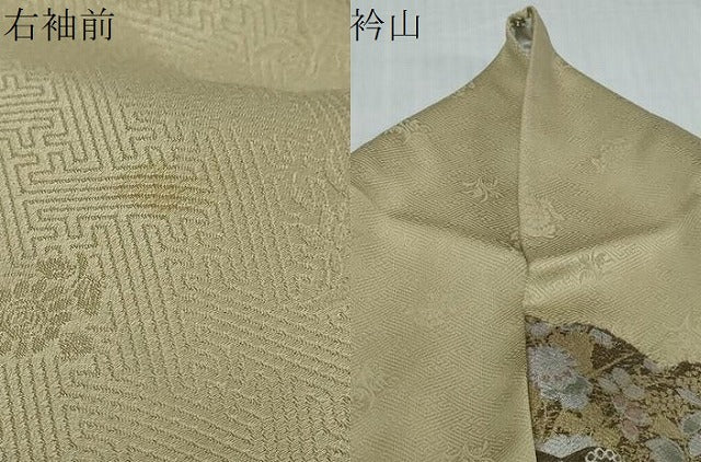 平和屋着物●訪問着 駒刺繍 絞り 扇面草花文 金銀彩 正絹 逸品 DABI2177ud