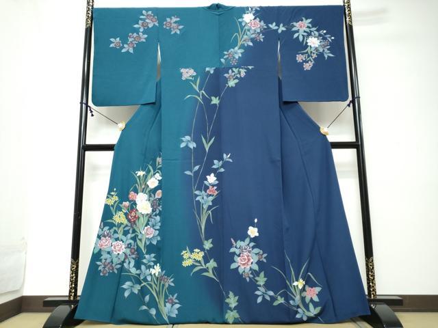 平和屋着物●訪問着 草花文 暈し染め 正絹 逸品 DABI2178ud