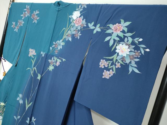 平和屋着物●訪問着 草花文 暈し染め 正絹 逸品 DABI2178ud