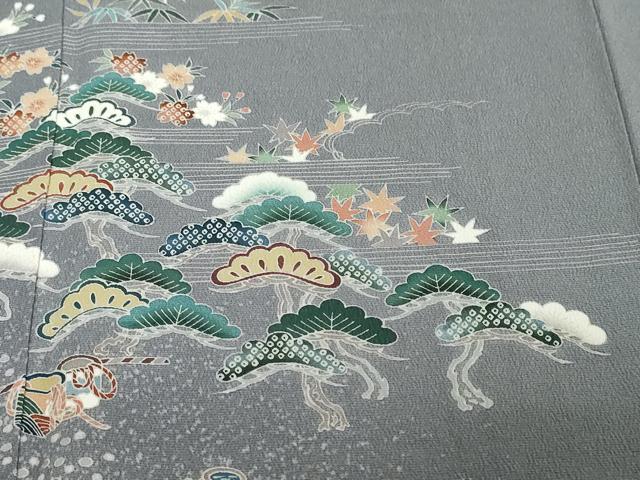 平和屋着物●訪問着 友禅 流水草花文 暈し染め 正絹 逸品 DABI2179ud