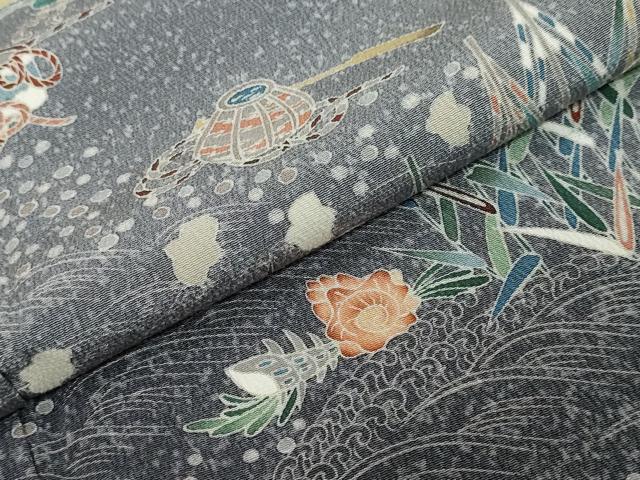 平和屋着物●訪問着 友禅 流水草花文 暈し染め 正絹 逸品 DABI2179ud