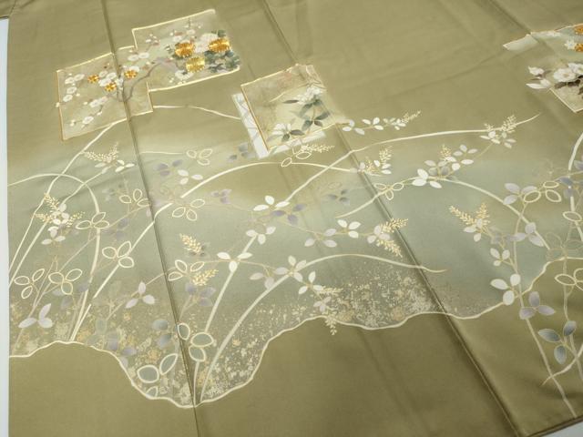 平和屋着物●豪華色留袖 駒刺繍 色紙重ね草花文 暈し染め 正絹 逸品 DABI2180ud