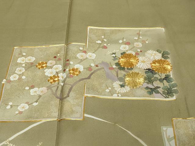 平和屋着物●豪華色留袖 駒刺繍 色紙重ね草花文 暈し染め 正絹 逸品 DABI2180ud