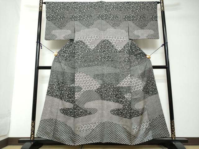 平和屋着物●訪問着 吉祥柄 黒地 正絹 逸品 DABI2181ud