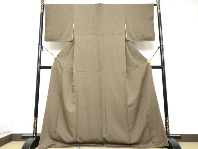 平和屋着物●上質な色無地 霞地紋 黒茶色 正絹 逸品 未使用 DABI2189ud