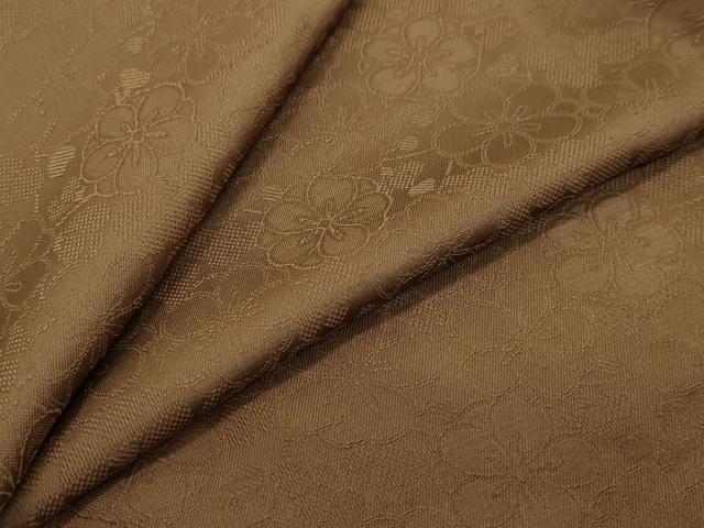 平和屋着物●上質な色無地 花尽くし地紋 枯茶色 正絹 逸品 DABI2192ud
