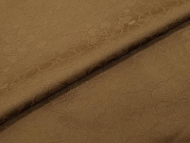 平和屋着物●上質な色無地 花尽くし地紋 枯茶色 正絹 逸品 DABI2192ud