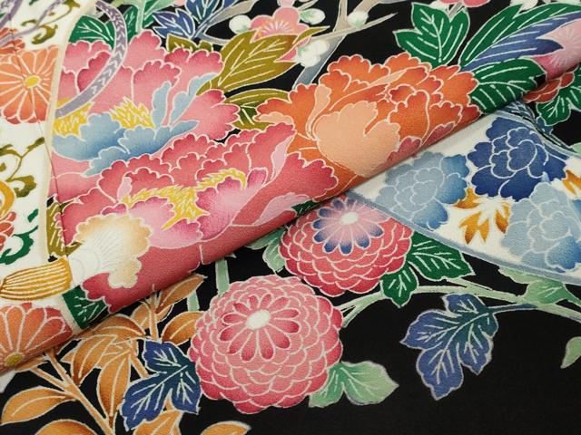 平和屋着物●豪華黒留袖 友禅 作家物 短冊草花文 正絹 逸品 DABI2208ud