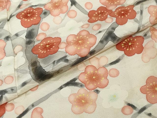 平和屋着物●訪問着 手描き 枝梅文 正絹 逸品 DABI2209ud