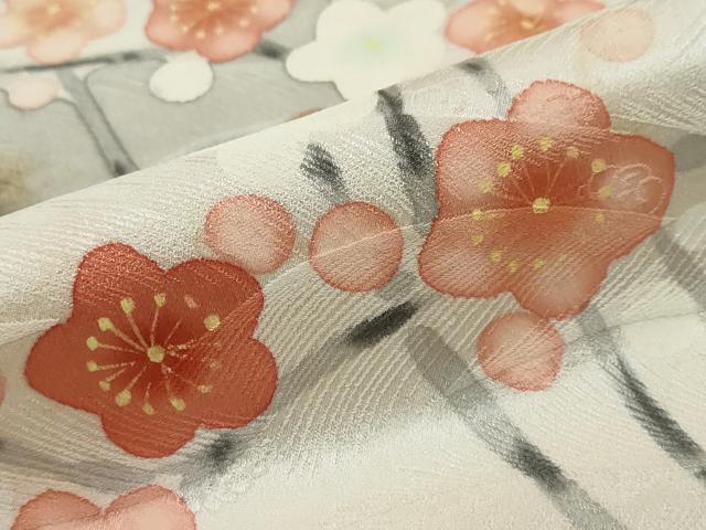 平和屋着物●訪問着 手描き 枝梅文 正絹 逸品 DABI2209ud