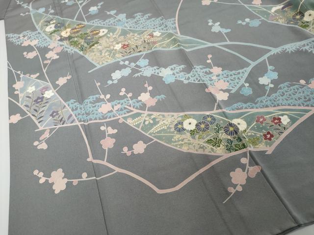 平和屋着物●訪問着 駒刺繍 草花文 金彩 正絹 逸品 DABI2210ud