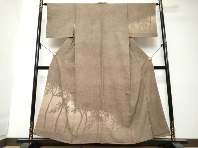 平和屋着物●江戸小紋 訪問着 鮫小紋柄 枝葉文 シルエット 正絹 逸品 DABI2216ud
