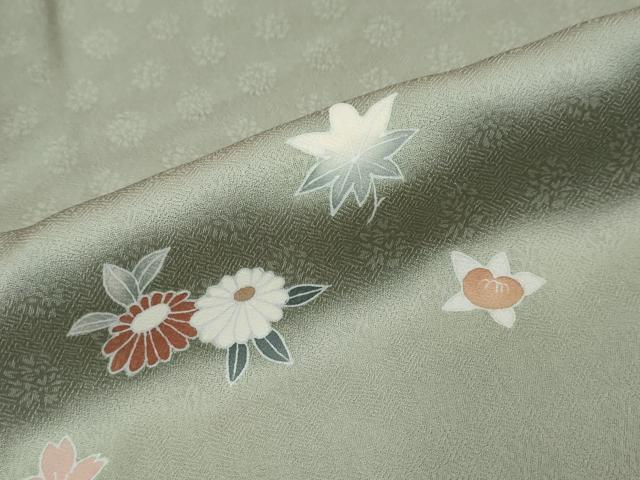 平和屋着物●訪問着 駒刺繍 誰が袖草花文 暈し染め 金彩 正絹 逸品 DABI2231ud