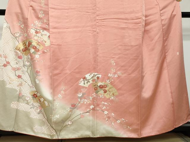 平和屋着物●十日町老舗ブランド 吉澤友禅 吾妻徳穂 訪問着 駒刺繍 地紙草花文 暈し染め 金彩 正絹 逸品 DABI2236ud