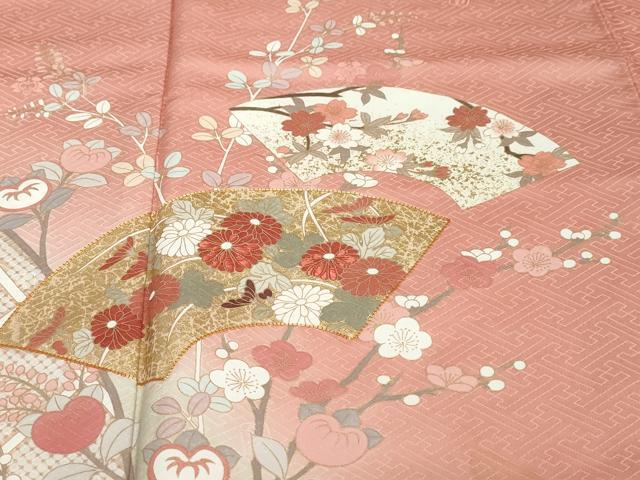 平和屋着物●十日町老舗ブランド 吉澤友禅 吾妻徳穂 訪問着 駒刺繍 地紙草花文 暈し染め 金彩 正絹 逸品 DABI2236ud