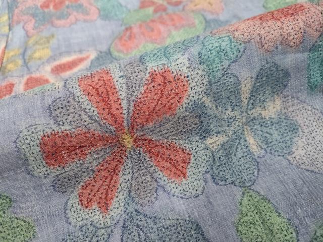 平和屋着物●本場結城紬 重要無形文化財 100亀甲 モロ入り 草花文 正絹 逸品 未使用 DABI2243ud