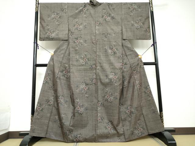 平和屋着物●本場大島紬 7マルキ 枝花文 正絹 逸品 DABI2249ud