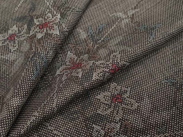 平和屋着物●本場大島紬 7マルキ 枝花文 正絹 逸品 DABI2249ud