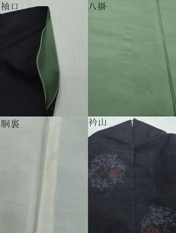 平和屋着物●結城紬 120亀甲 飛び亀甲柄 草花丸文 正絹 逸品 DABI2250ud