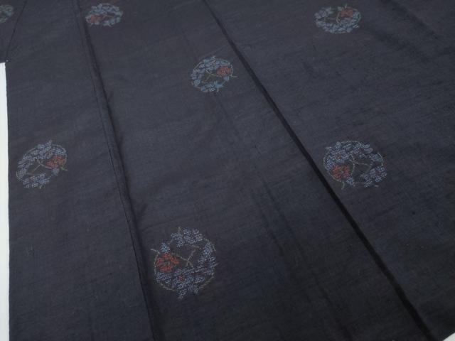 平和屋着物●結城紬 120亀甲 飛び亀甲柄 草花丸文 正絹 逸品 DABI2250ud