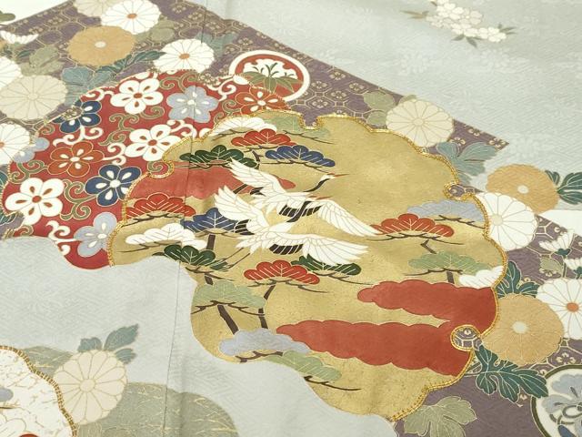 平和屋着物●訪問着 駒刺繍 雪輪飛鶴宝尽くし花文 金彩 正絹 逸品 DABI2257ud