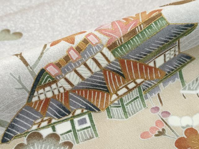 平和屋着物●訪問着 流水風景草花文 金彩 正絹 逸品 DABI2263ud