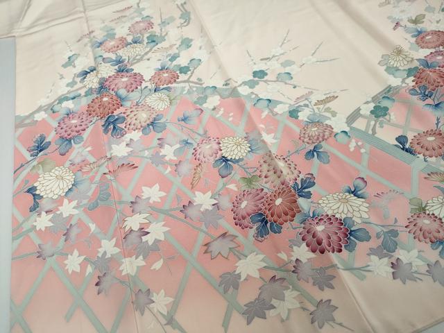平和屋着物●訪問着 作家物 草花籬文 暈し染め 金彩 正絹 逸品 未使用 DABI2264ud