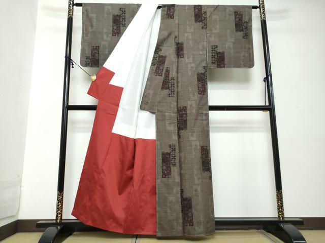平和屋着物●本場大島紬 7マルキ 短冊草花文 正絹 逸品 未使用 DABI2265ud