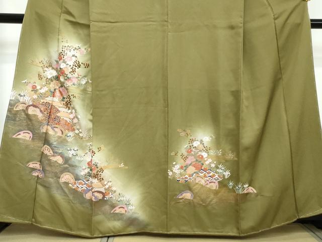 平和屋着物●訪問着 流水片輪車草花文 暈し染め 金彩 正絹 逸品 未使用 DABI2268ud