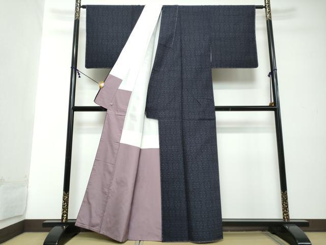 平和屋着物●結城紬 80亀甲 花菱文 さが美扱い 証紙付き 正絹 逸品 未使用 DABI2272ud