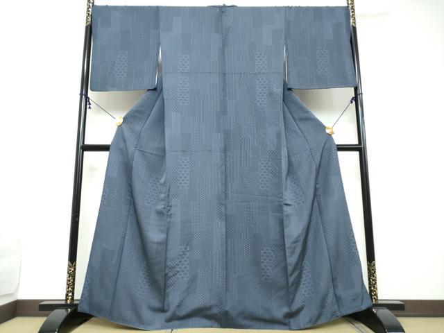 平和屋着物●上質なお召 作家物 然 吉祥文 反端付き 正絹 逸品 DABI2273ud