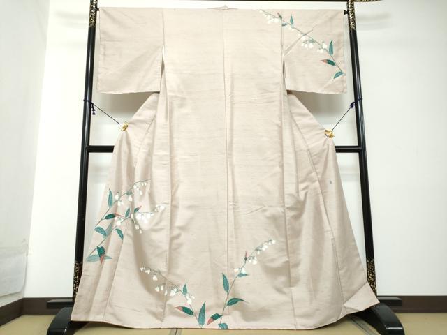 平和屋着物●京加賀糸目友禅作家 山崎巌 訪問着 紬地 枝花文 正絹 逸品 未使用 DABI2281ud