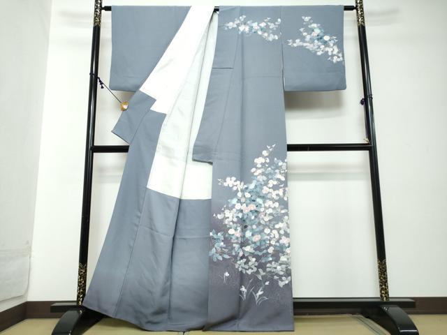 平和屋着物●訪問着 友禅 草花文 暈し染め 正絹 逸品 DABI2282ud