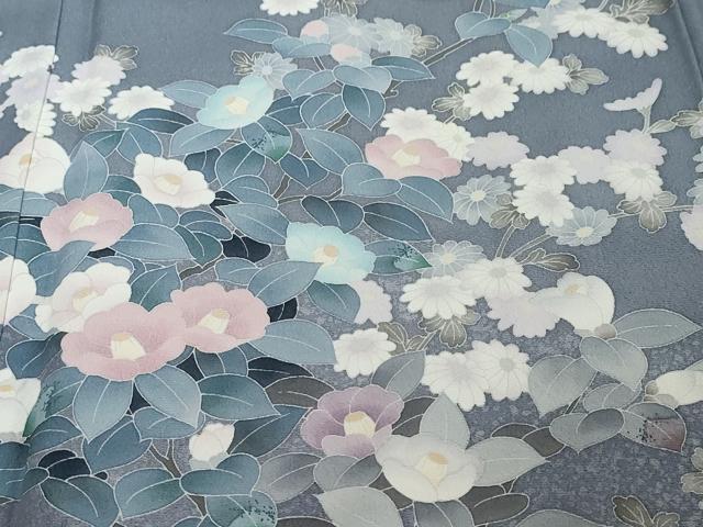 平和屋着物●訪問着 友禅 草花文 暈し染め 正絹 逸品 DABI2282ud