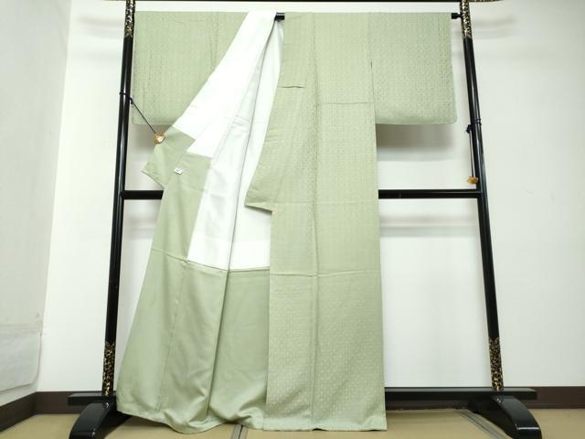 平和屋着物●上質な色無地 吉祥地紋 夏虫色 正絹 逸品 未使用 DABI2291ud