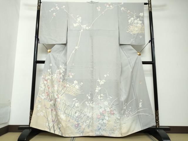平和屋着物●訪問着 友禅 作家物 枝花文 暈し染め 正絹 逸品 DABI2299ud