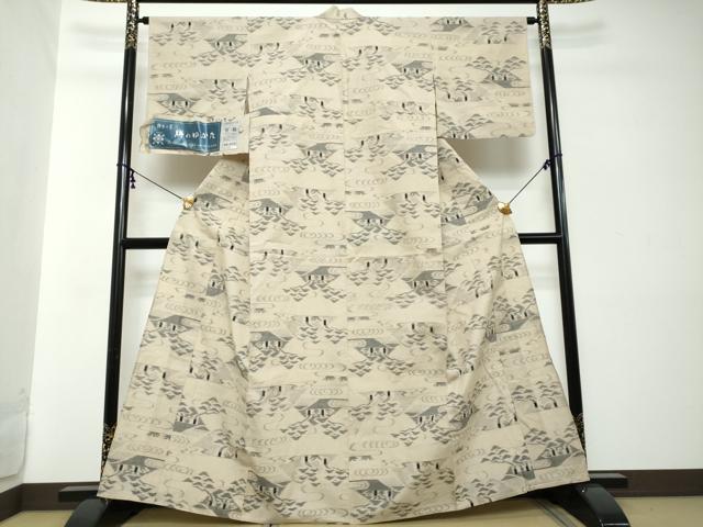 平和屋着物●久留米絣 単衣 絣のゆかた 風景文 坂田織物謹製 証紙付き 綿 逸品 DABI2303ud