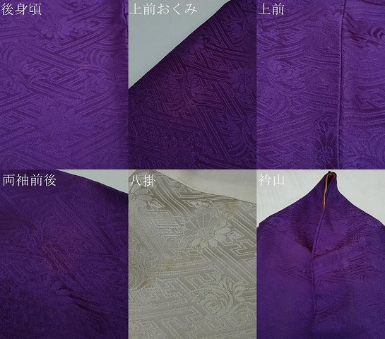 平和屋着物●豪華振袖 紗綾型地紋 紫紺色 正絹 逸品 DABI2306ud