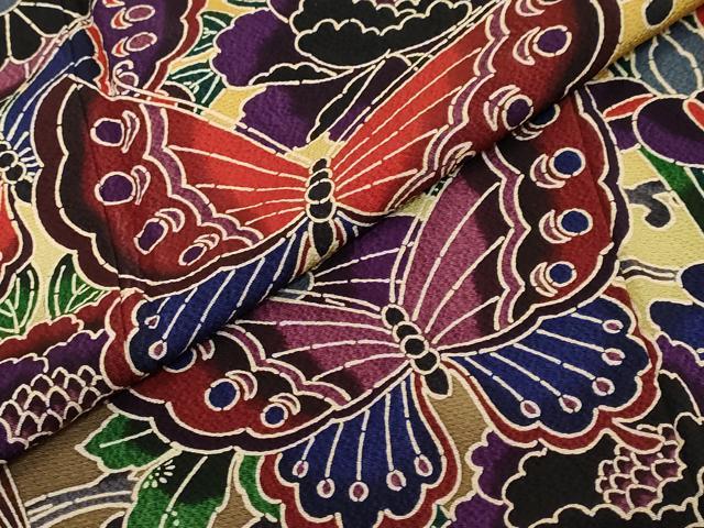 平和屋着物●豪華振袖 紅型 花蝶文 暈し染め 正絹 逸品 DABI2307ud