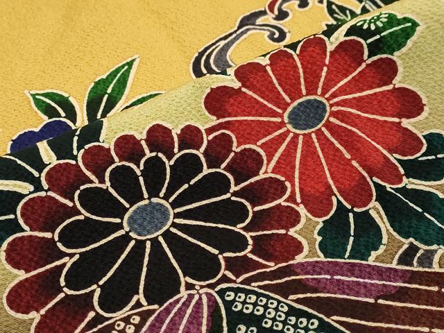 平和屋着物●豪華振袖 紅型 花蝶文 暈し染め 正絹 逸品 DABI2307ud