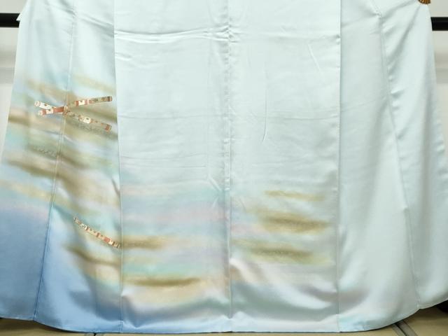 平和屋着物●訪問着 駒刺繍 楽器花鳥文 暈し染め 金銀彩 正絹 逸品 DABI2312ud