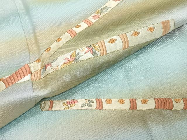平和屋着物●訪問着 駒刺繍 楽器花鳥文 暈し染め 金銀彩 正絹 逸品 DABI2312ud